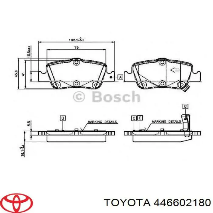 446602180 Toyota задние тормозные колодки