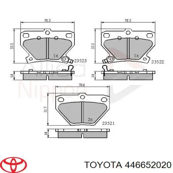 Задние тормозные колодки 446652020 Toyota