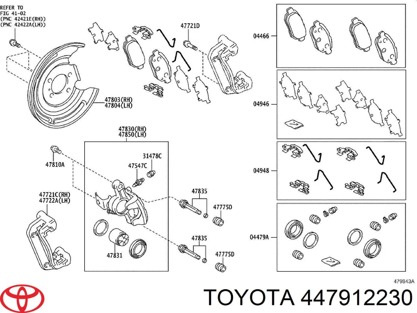 447912230 Toyota ремкомплект суппорта тормозного заднего