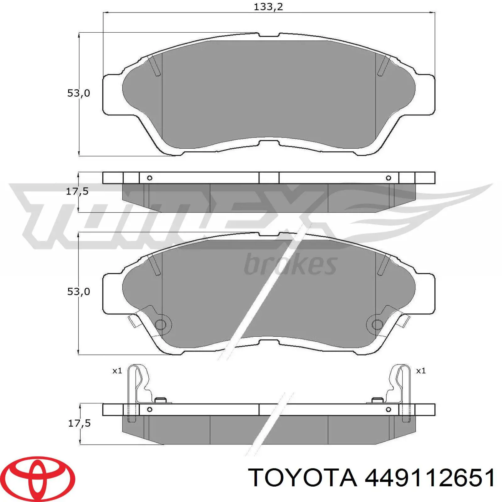 Передние тормозные колодки 449112651 Toyota