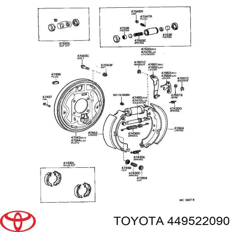 449522090 Toyota колодки тормозные задние барабанные