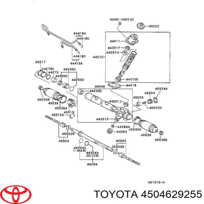 4504629255 Toyota наконечник рулевой тяги внешний