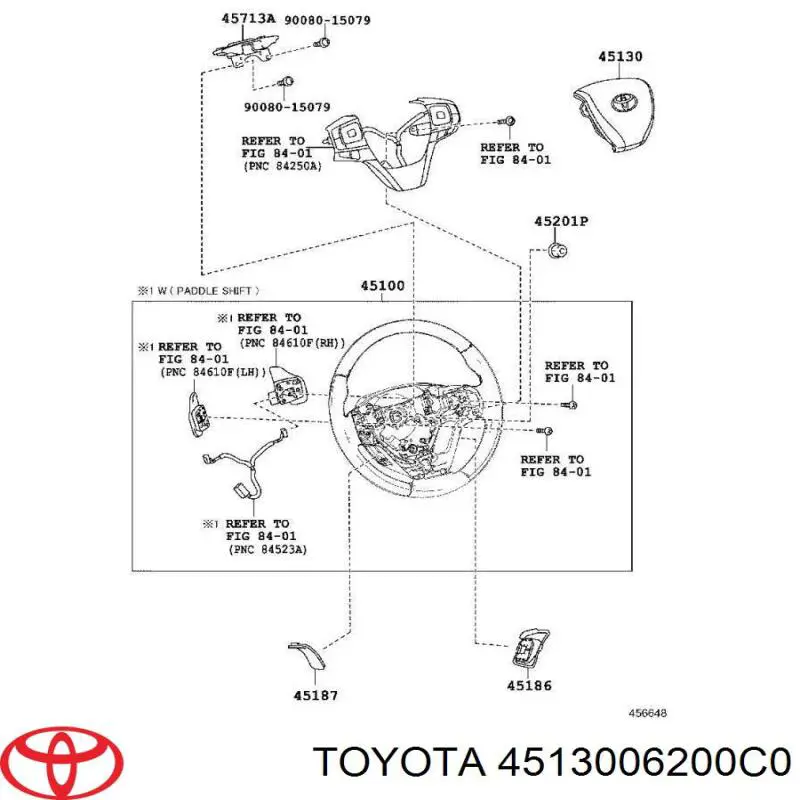 4513006200C0 Toyota подушка безопасности (airbag водительская)