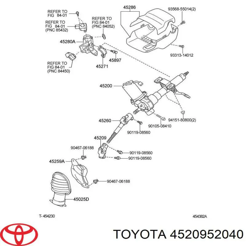 4520952040 Toyota вал рулевой колонки нижний