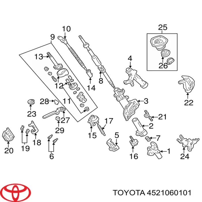 Вал рулевой колонки верхний Toyota 4521060101