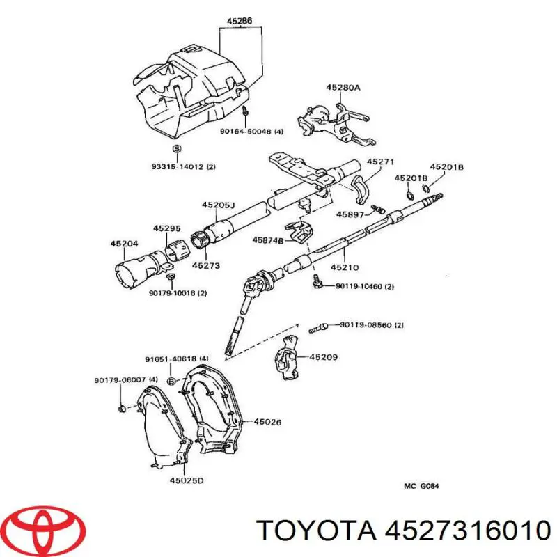 Втулка рулевой колонки на Toyota Corolla 