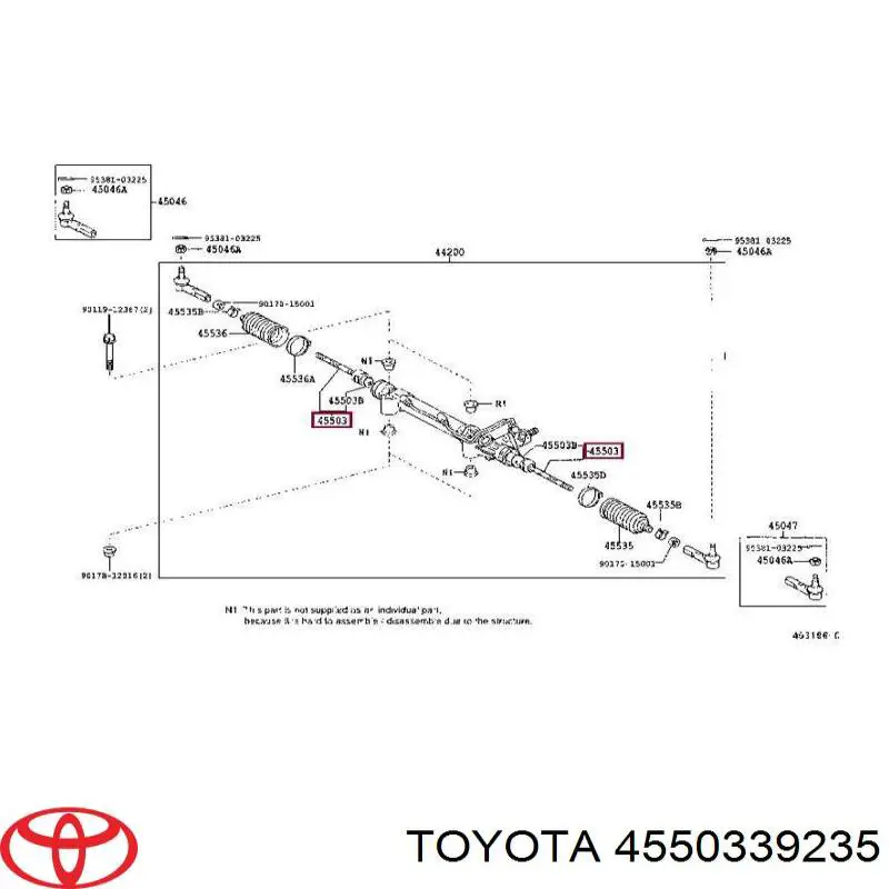 Тяга рулевая поперечная Toyota 4550339235
