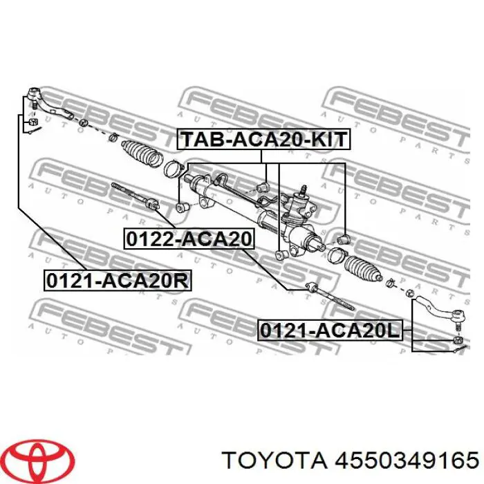 Tração de direção 4550349165 Toyota
