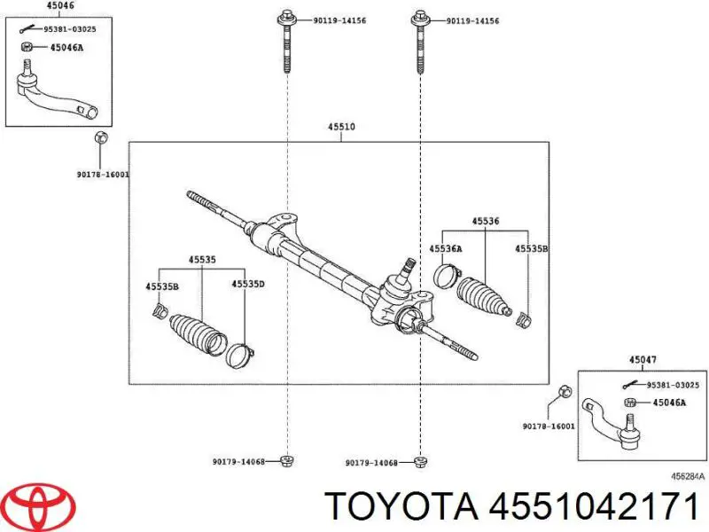 Cremalheira da direção para Toyota RAV4 (A4)