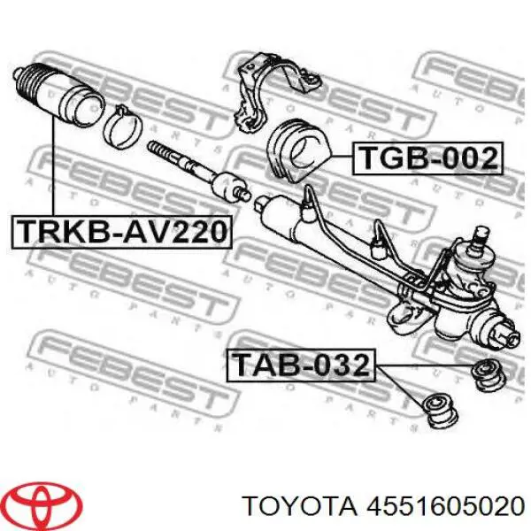 Сайлентблок крепления рулевой рейки 4551605020 Toyota