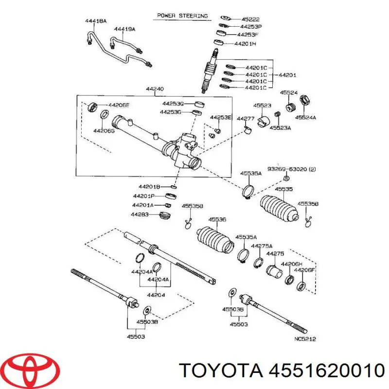 Suspensión, mecanismo de dirección 4551620010 Toyota