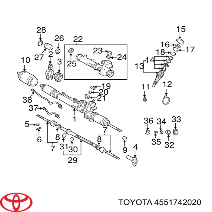 Втулка крепления рулевой рейки на Toyota RAV4 II 