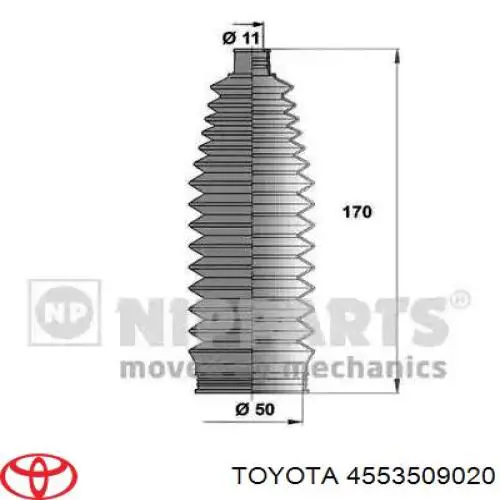 Пыльник рулевой рейки 4553509020 Toyota