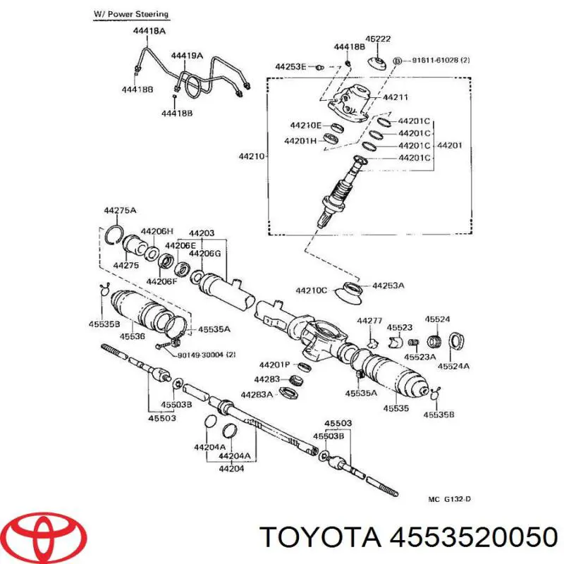 4553520050 Toyota пыльник рулевой рейки