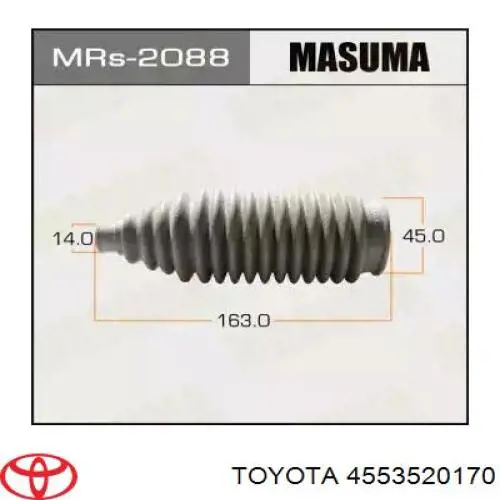 4553597501 Toyota bota de proteção esquerda do mecanismo de direção (de cremalheira)
