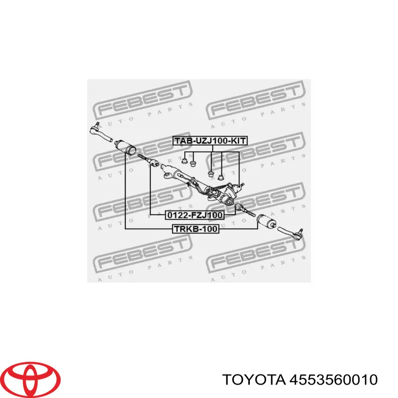 Bota de proteção do mecanismo de direção (de cremalheira) 4553560010 Toyota