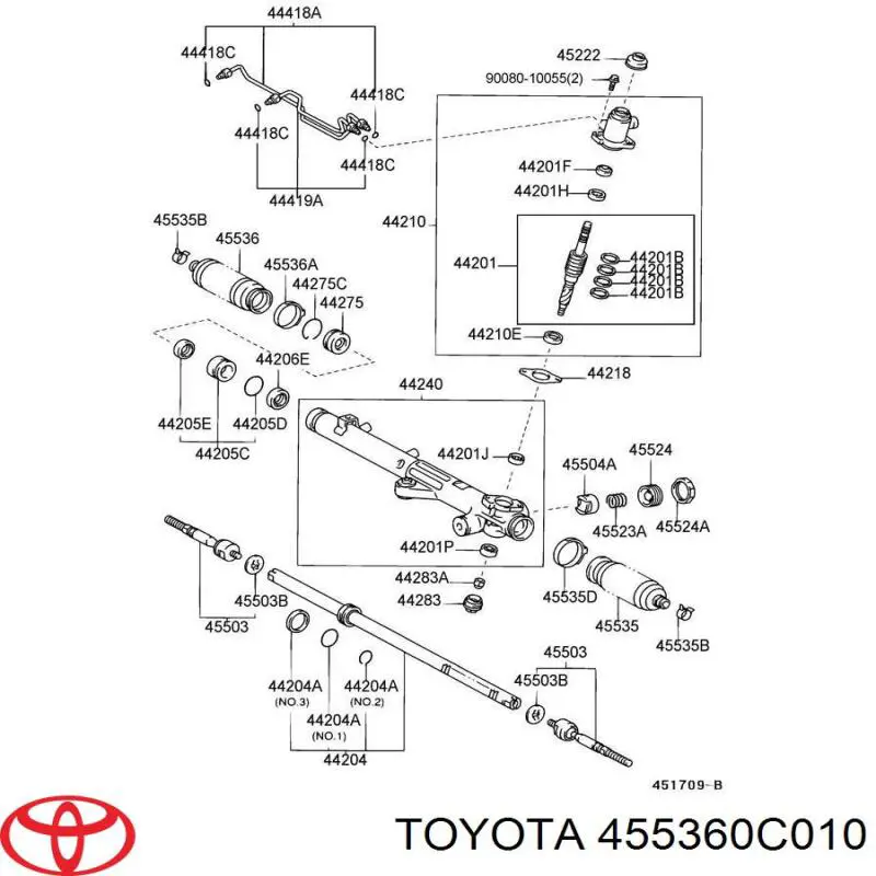 Пыльник рулевого механизма (рейки) левый 455360C010 Toyota