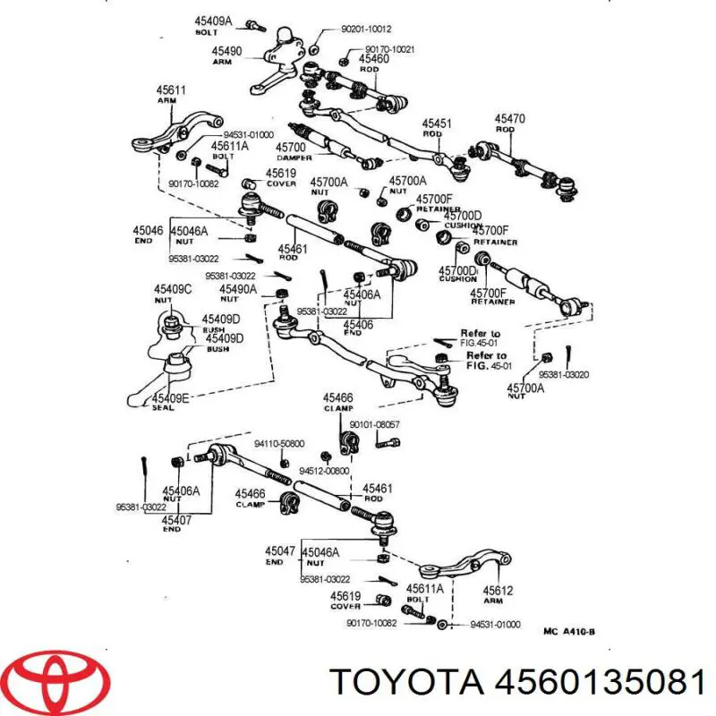 4560135081 Toyota Поворотный рычаг