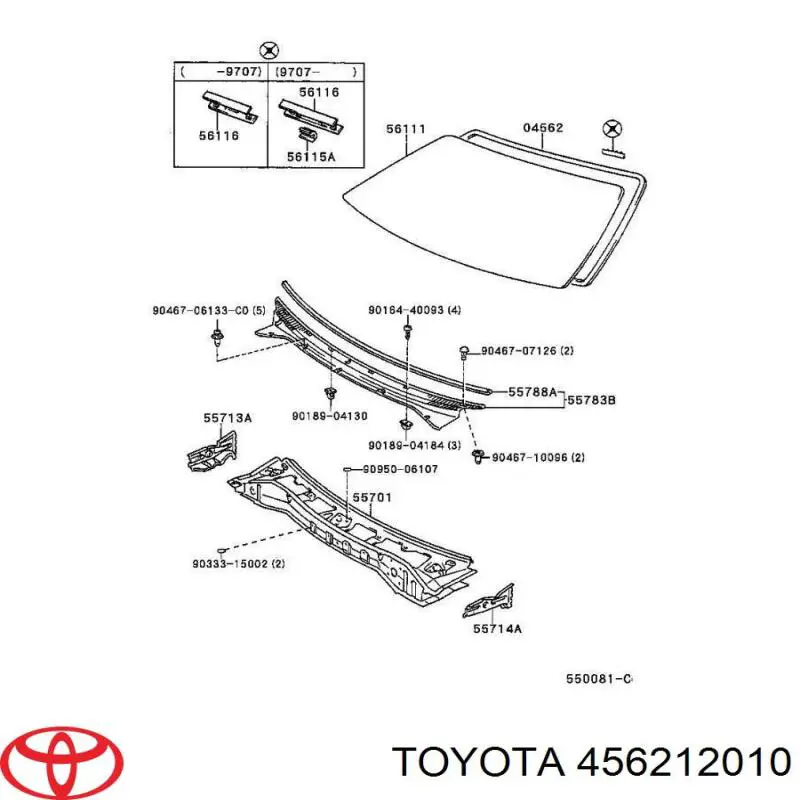 456212010 Toyota уплотнитель заднего стекла