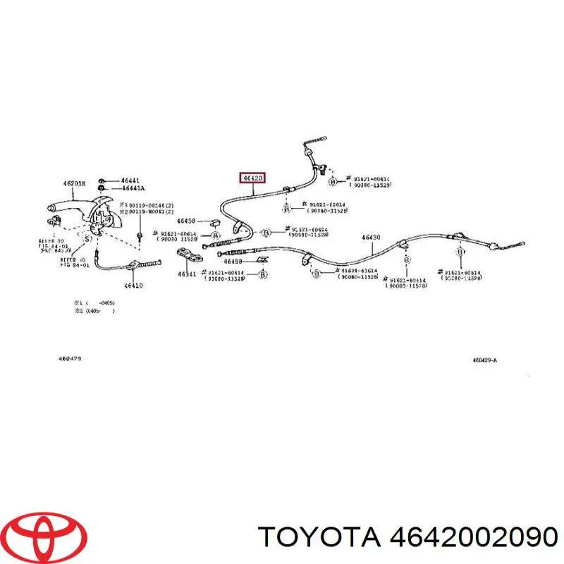 Трос стояночного тормоза задний правый Toyota 4642002090 цена, от 22.16 USD