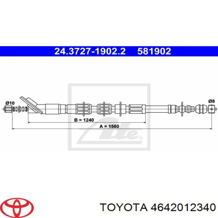 Трос ручного тормоза задний правый на Toyota Corolla E9