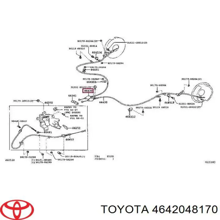 Трос стояночного тормоза задний правый Toyota 4642048170 цена, от 50.80 USD