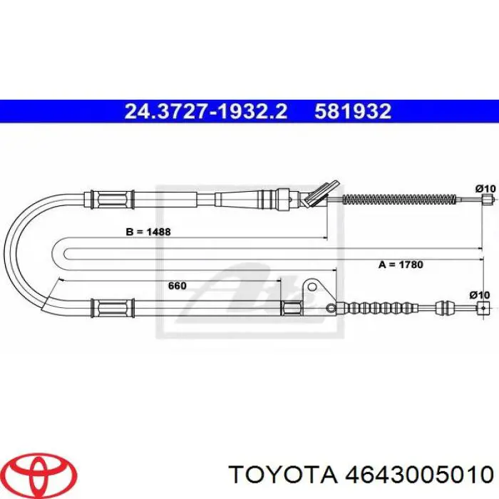 Трос ручника 4643005010 Toyota