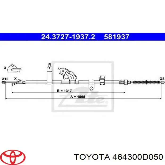 Трос ручника 464300D050 Toyota