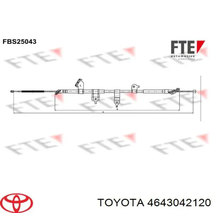 4643042120 Toyota трос ручного тормоза задний левый