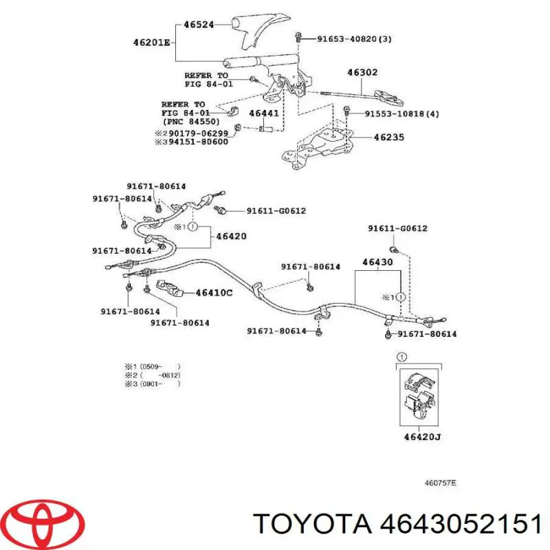 Трос ручного тормоза задний Toyota 4643052151 цена, от 26.21 USD