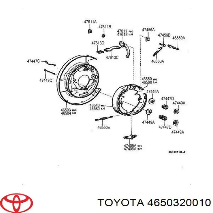 Chapa protectora contra salpicaduras, disco de freno trasero derecho 4650320010 Toyota