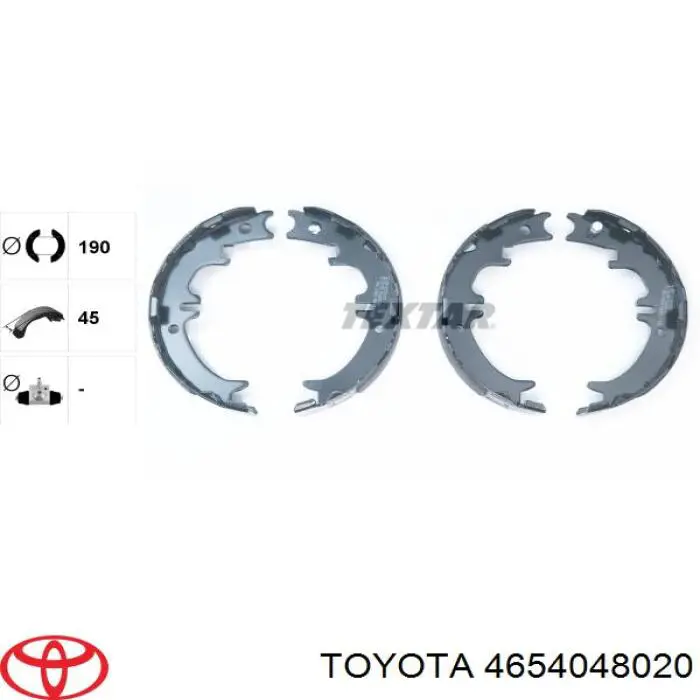 4654048020 Toyota колодки ручника (стояночного тормоза)