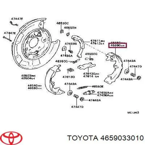 Колодки ручника 4659033010 Toyota