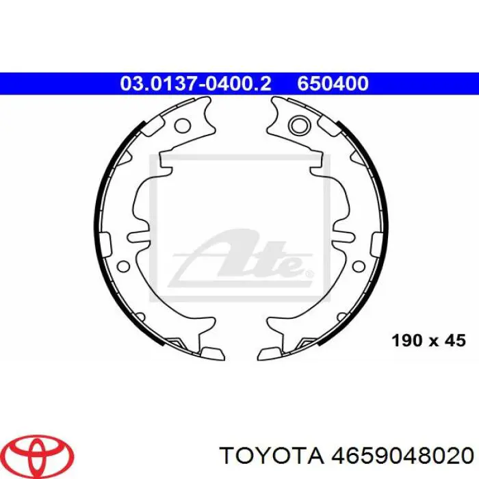 Juego de zapatas de frenos, freno de estacionamiento 4659048020 Toyota