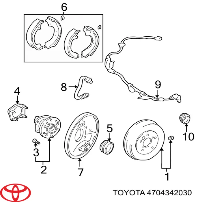 4704342030 Toyota Диск опорный, заднего торм. барабана, правый