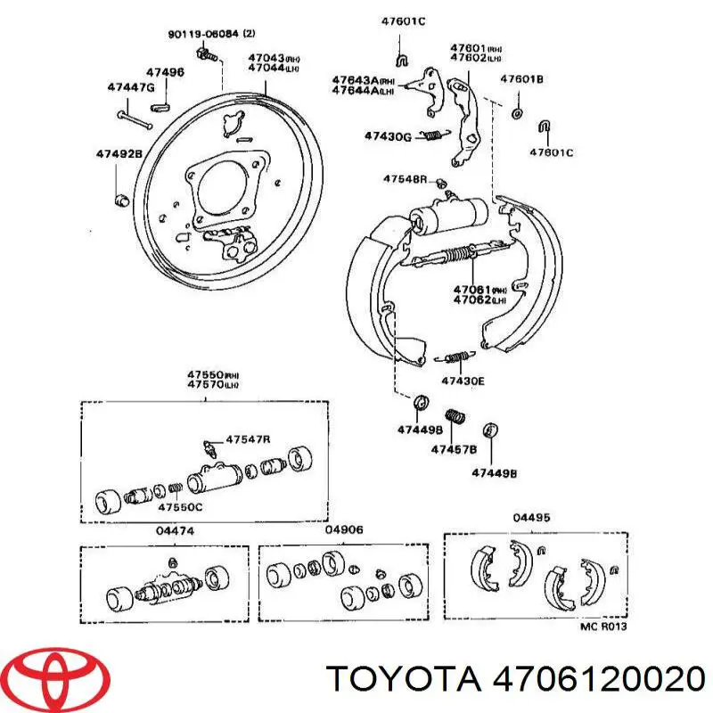 Palanca de reajuste, zapata freno 4706120020 Toyota