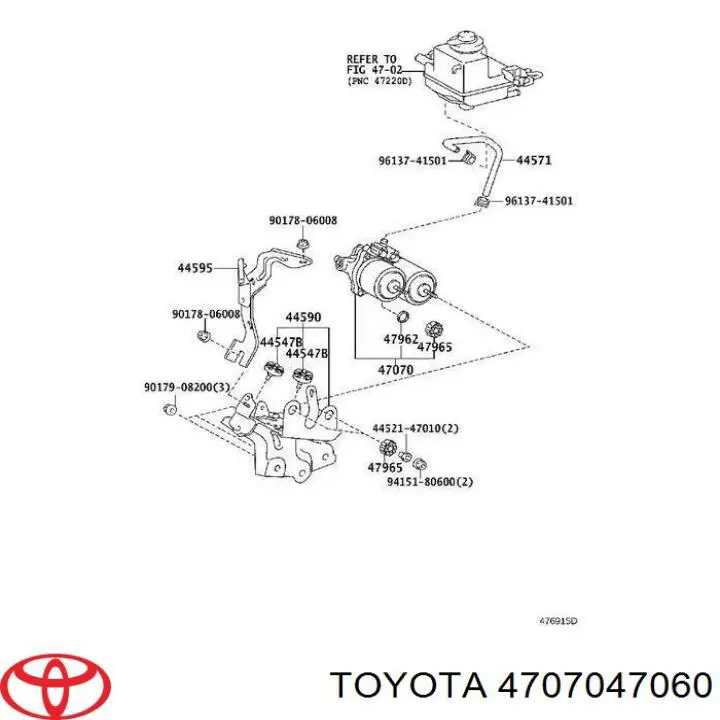 Насос АБС (ABS) главного тормозного цилиндра 4707047060 Toyota