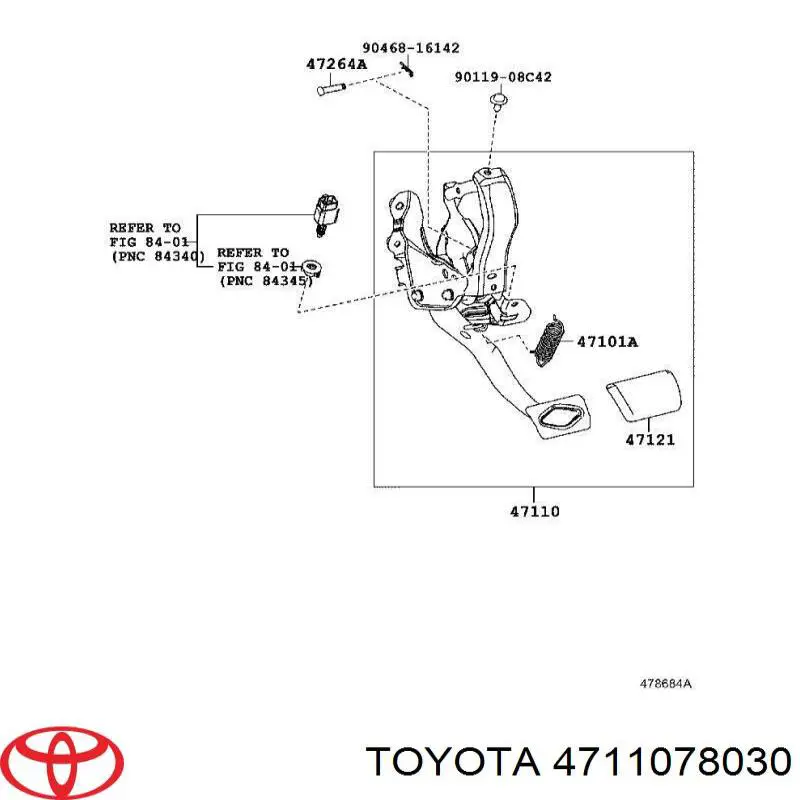 Педаль тормоза 4711078030 Toyota