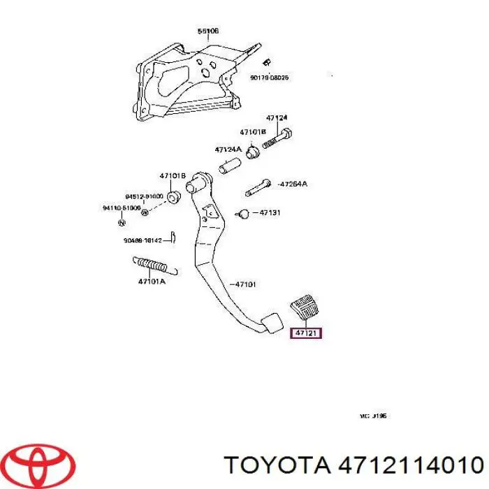 4712114010 Toyota placa sobreposta de pedal de embraiagem