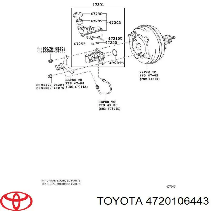 Цилиндр тормозной главный Toyota 4720106443