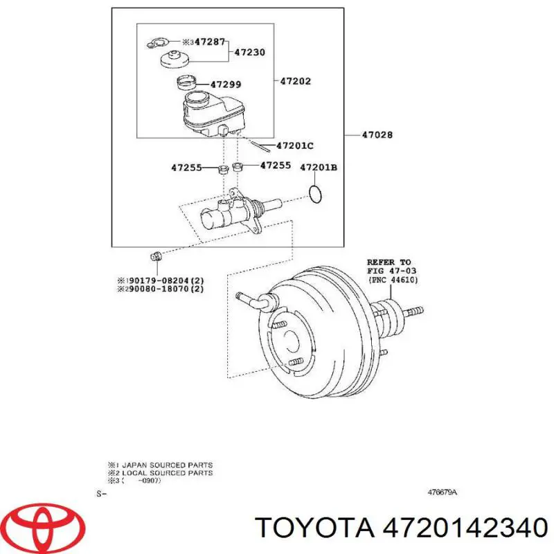 4720142340 Toyota Цилиндр тормозной, главный