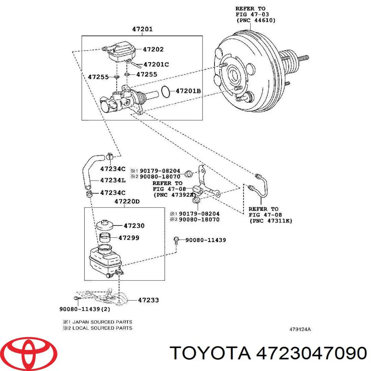 4723047090 Toyota tampa de tanque de cilindro mestre do freio