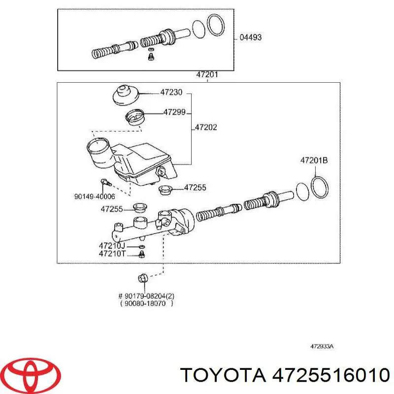 Уплотнение бачка главного тормозного цилиндра на Toyota Previa TCR1, TCR2