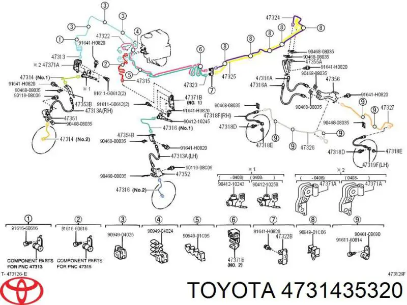 Трубка тормозная передняя правая на Toyota 4Runner GRN21, UZN21