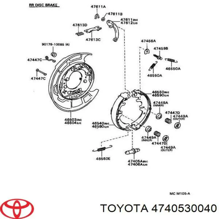 Regulador, freno de tambor trasero 4740530040 Toyota