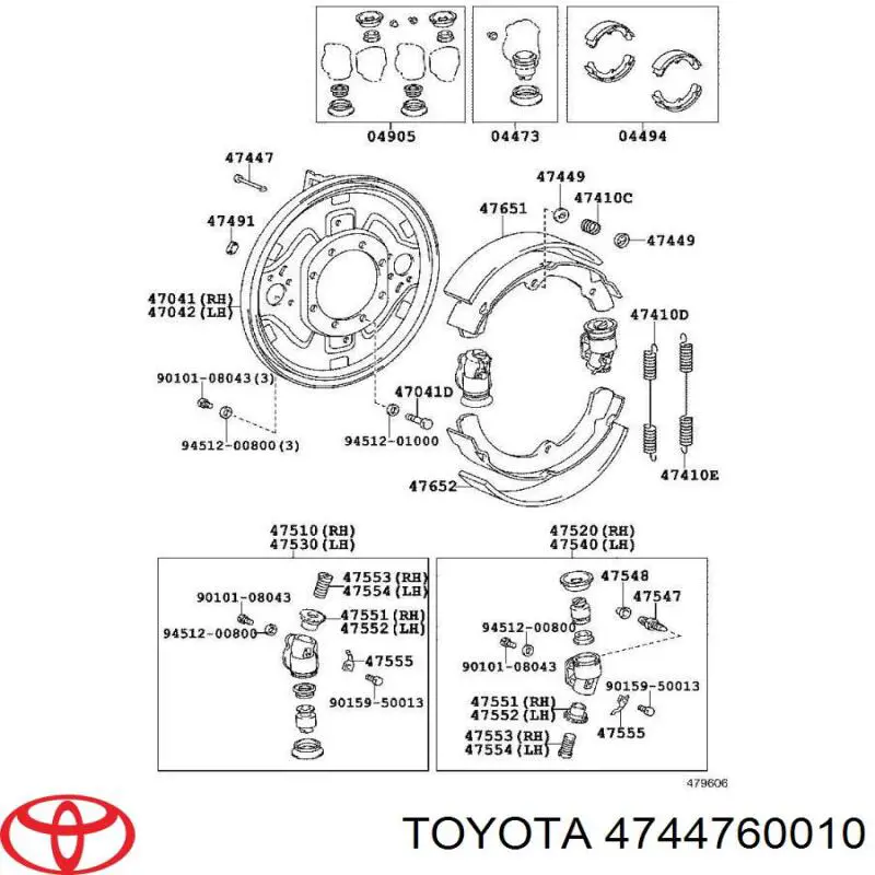 Ремкомплект тормозных колодок 4744760010 Toyota