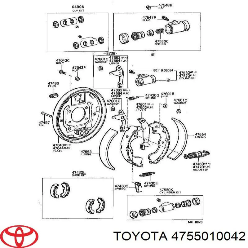 4755019096 Toyota цилиндр тормозной колесный рабочий задний