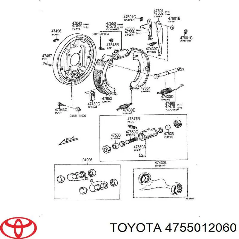 Цилиндр тормозной колесный 4755012060 Toyota