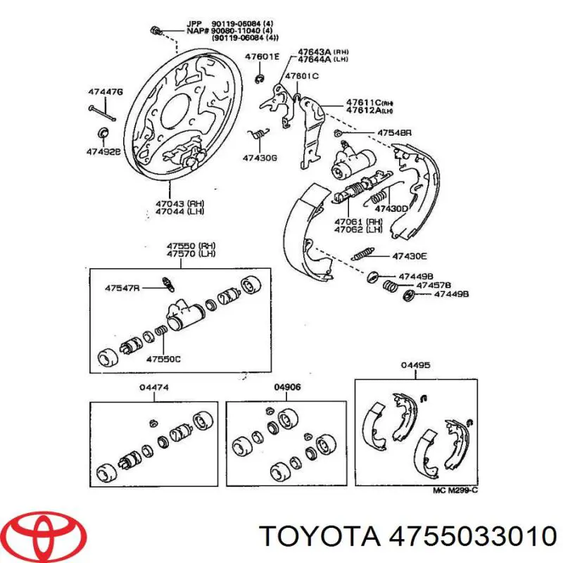 Цилиндр тормозной колесный рабочий задний на Toyota Camry V20