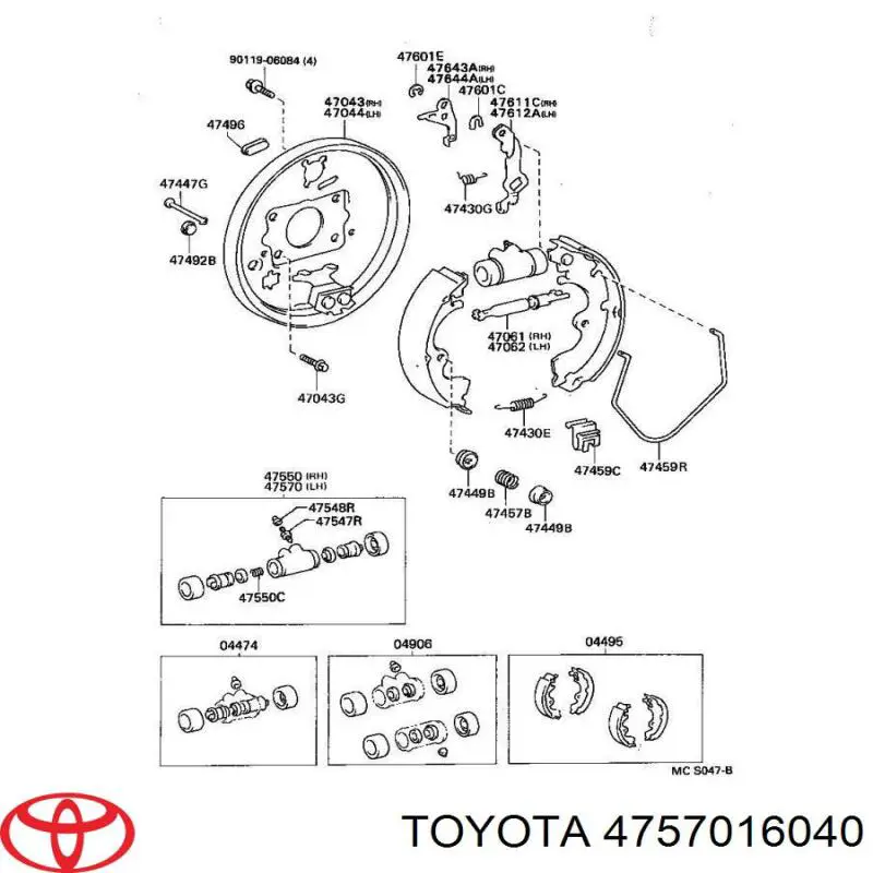4757016040 Toyota цилиндр тормозной колесный рабочий задний